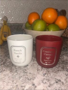 French Vanilla & Cranberry Currant Scented Candle Set - White and Red